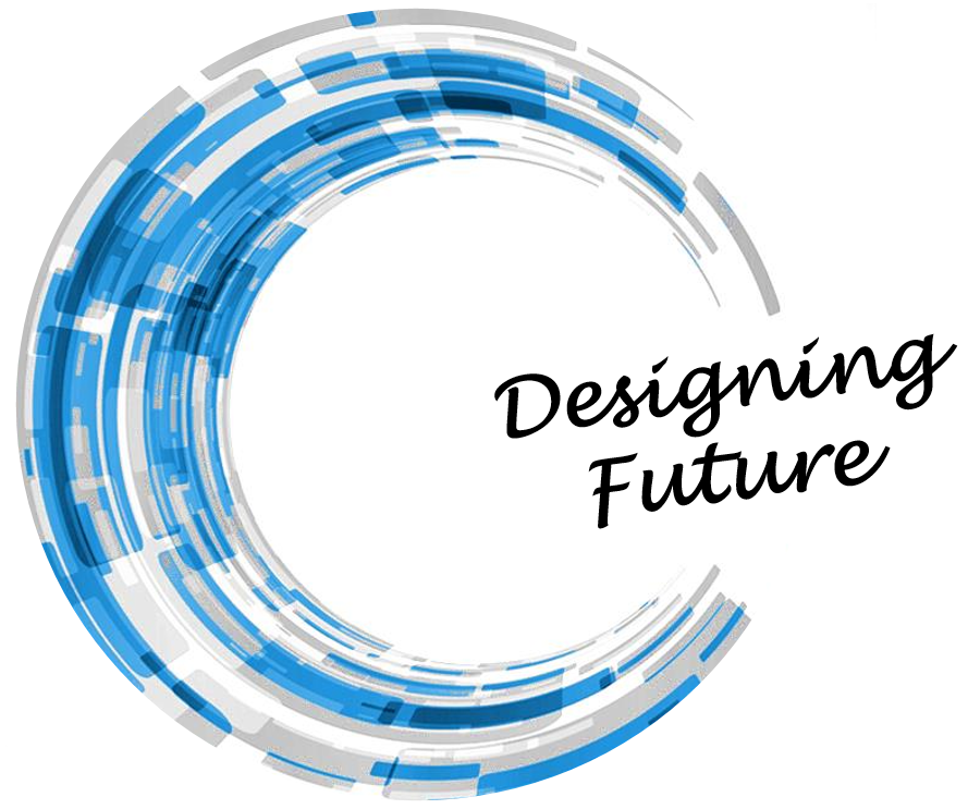 Das Logo der Fakultät Management zeigt einen Kreis mit der Inschrift "Designing Future".