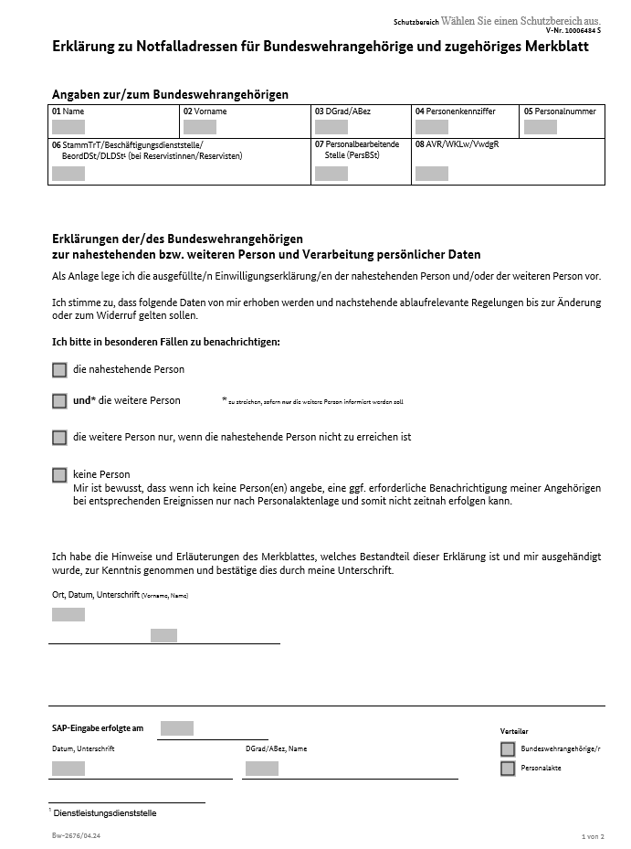 Erklärung Notfalladresse