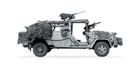 Aufklärungs- und Gefechtsfahrzeug Serval in Seitenansicht freigestellt