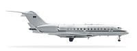 Ein Flugzeug vom Typ Global 5000 freigestellt in Seitenansicht