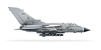 Ein Kampfflugzeug vom Typ PA-200 Tornado in Seitenansicht freigestellt