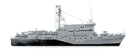 Minenjagdboot M1067 freigestellt in Seitenansicht