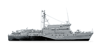 Minenjagdboot M1067 freigestellt in Seitenansicht