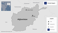 Eine Karte von Afghanistan, die das Einsatzgebiet von Resolute Support zeigt
