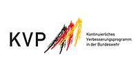 Logo mit den Buchstaben KVP in schwarz auf weißem Grund, stilisierter Deutschlandflagge und dreizeiligem Schriftzug