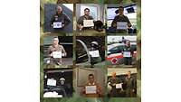 Soldatinnen und Soldaten aus Wittmund mit der Nachricht: Wir erfüllen unseren Auftrag damit ihr Zuhause bleiben könnt