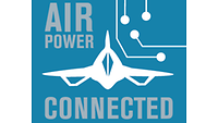 Das Logo zu Air Power Connected: ein weißes Flugzeug auf blauem Grund 