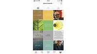 Kacheln mit Fotos, Filmen und Texten in grünen, gelben und roten Farbtönen auf dem Instagram-Account von Pfarrer Wiendl
