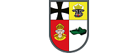 Viergeteiltes Wappen: Eisernes Kreuz, Stierkopf Mecklenburgs, Bischof Dionysius, Schützenpanzer