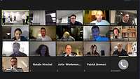 Der Screenshot zeigt die einzelnen Teilnehmenden des Digitalforums „Führen“ bei der Videokonferenz.