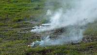 A smoking cartridge in a field