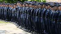 Recruits from the Air Force Training Battalion take part in the Solemn Pledge in front of Hambach Castle