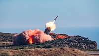 The anti-aircraft missile group fires live Patriot anti-aircraft missile system.