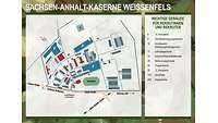 Eine schematische Darstellung der Gebäude und Sportanlagen der Sachsen-Anhalt-Kaserne