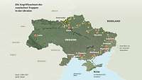 Karte der Angriffsachsen der Russische Truppen in der Ukraine