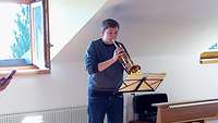 Jakob Perkins mit seiner Trompete
