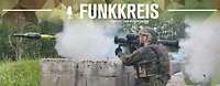 Podcast-Logo "Funkkreis" und Text "Invictus Games", dahinter ein Soldat der eine Panzerfaust 3 hält und abschießt