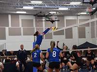 Volleyballspielerinnen auf dem Spielfeld 