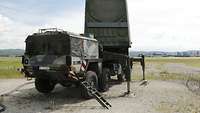 Ein verbautes Radar auf einem Bundeswehr-Lkw.