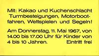 Plakat für ein Kinderfest mit schwarzem Text auf gelbem Grund