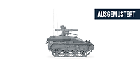 Waffenträger Wiesel 1 TOW freigestellt in Seitenansicht und der Schriftzug „Ausgemustert“