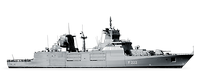 Fregatte F222 freigestellt in Seitenansicht