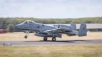 An American combat aircraft taking off.