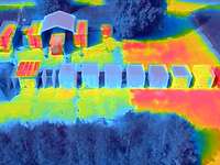 Infrared photograph of the test environment in different colors from red to blue.