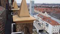 Blick auf Neubrandenburg vom Dach der Konzertkirche.