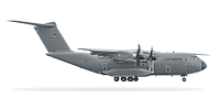 Ein Transportflugzeug A400M freigestellt in Seitenansicht