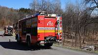 Zivile slowakische Feuerwehrfahrzeuge an der Übungsunfallstelle