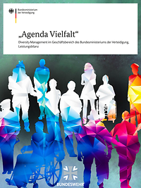 BMVg-Broschüre mit Titel „Agenda Vielfalt“ und Silhouetten von Personen