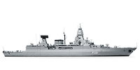 Fregatte F221 freigestellt in Seitenansicht
