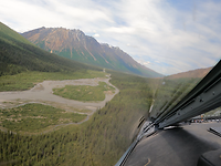 The landscape of Alaska can be seen during a flight.