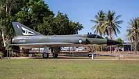 An old fighter jet as an exhibit.